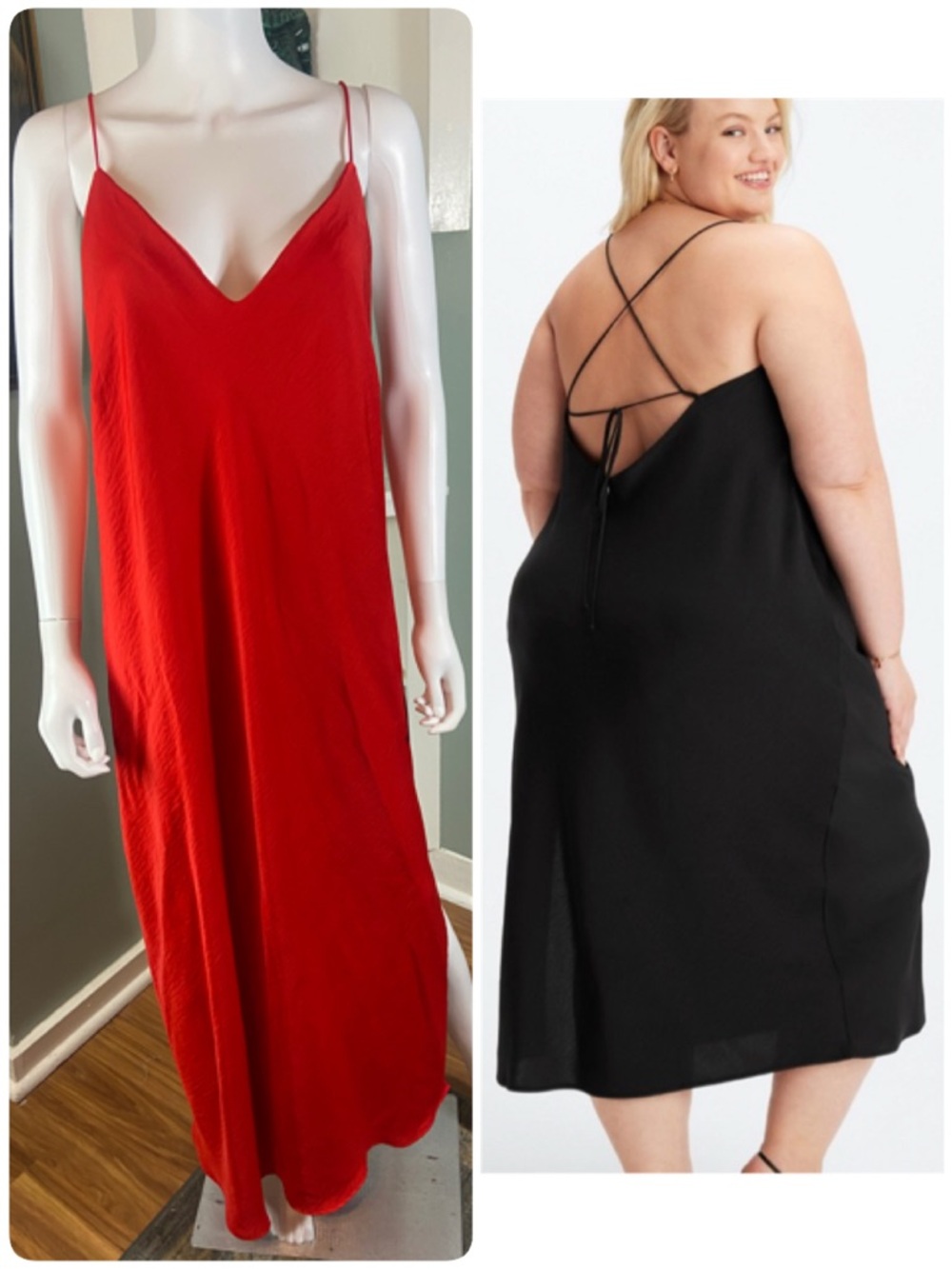 NWT New Fabletics 3X Red Satin Backless Lace Up Slip Midi Dress